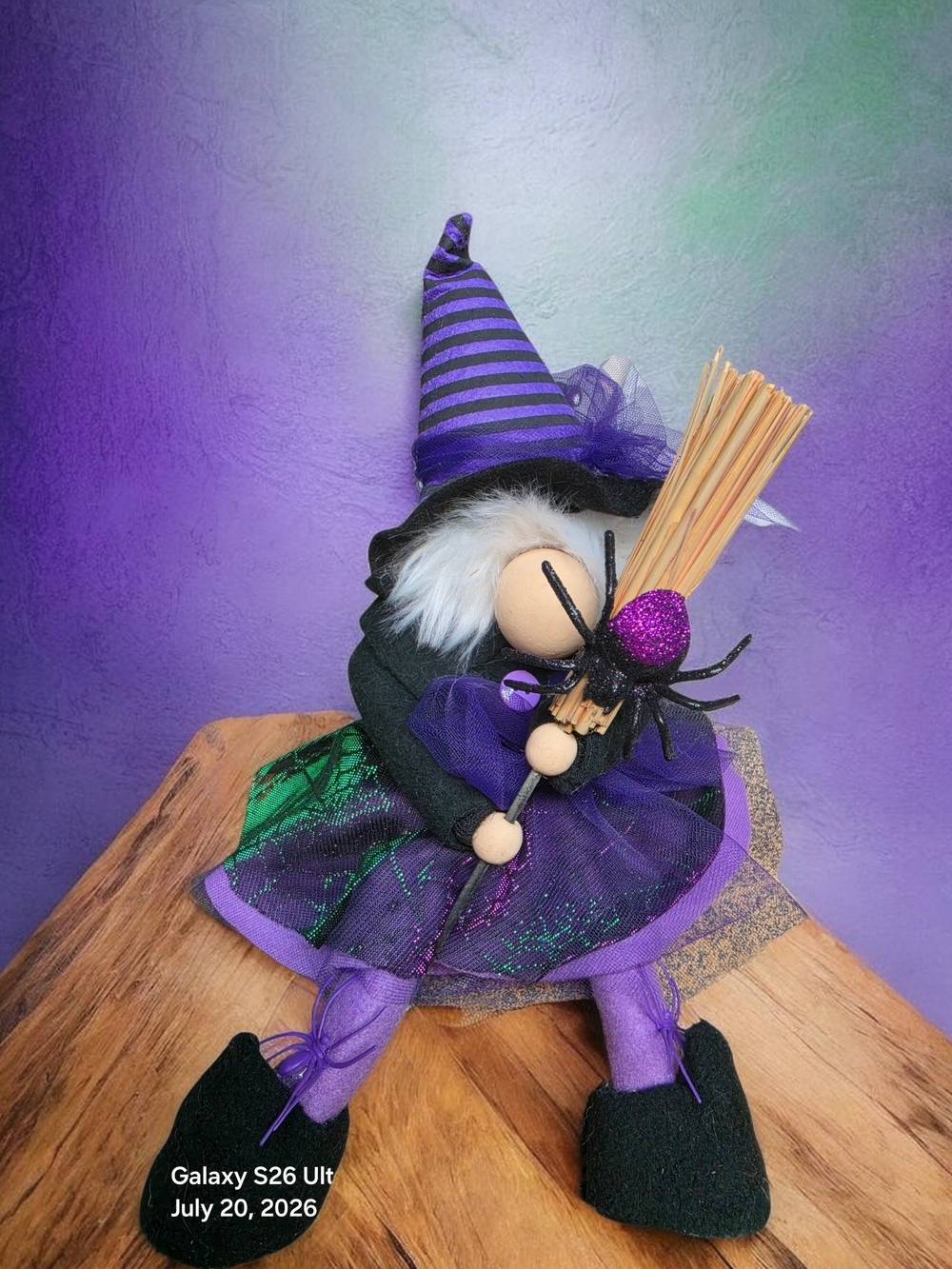 Kids Witch Costume Doll in Purple and Black